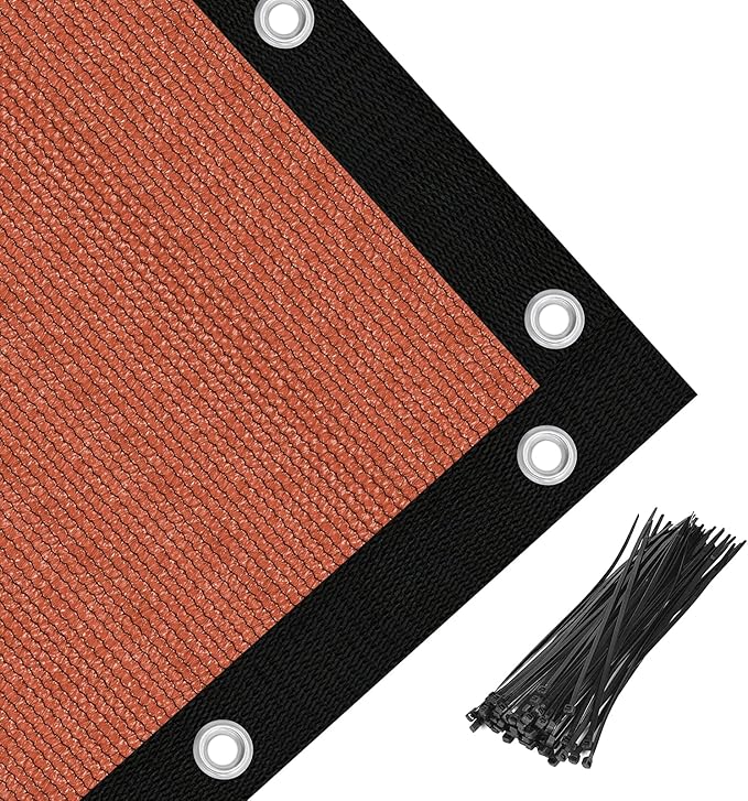 Amagenix 90% Pergola Shade Cover 8' X 22' Sun Shade Cloth with Grommets for Outdoor Garden Patio Porch, Commercial Grade 200 GSM - Cable Zip Ties Included (We Customized) GN108, Rust Red