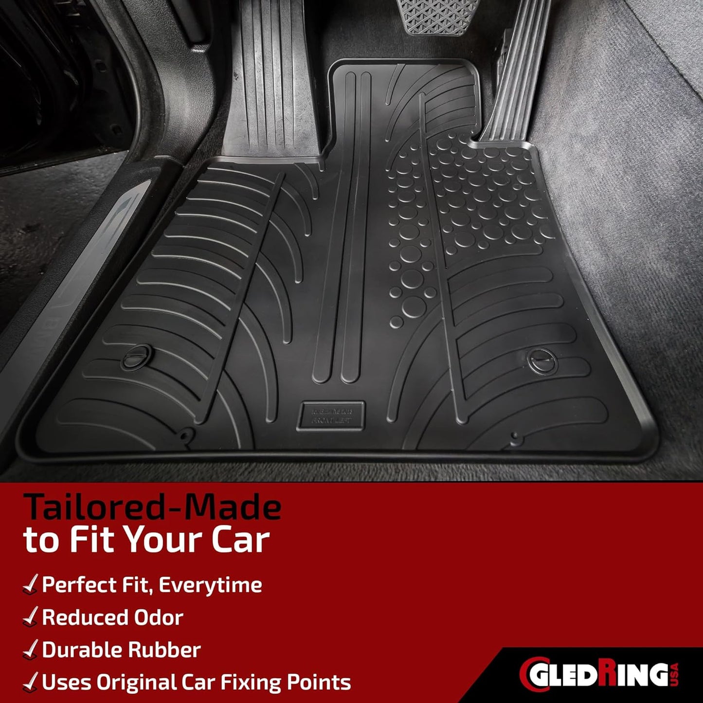 Gledring USA Custom Fit Rubber Mats Combo Pack Intended for Land Rover Range Rover Evoque (L551) 2019-2025, No Trimming Required, All-Weather, Protects from Rain, Mud, & Snow