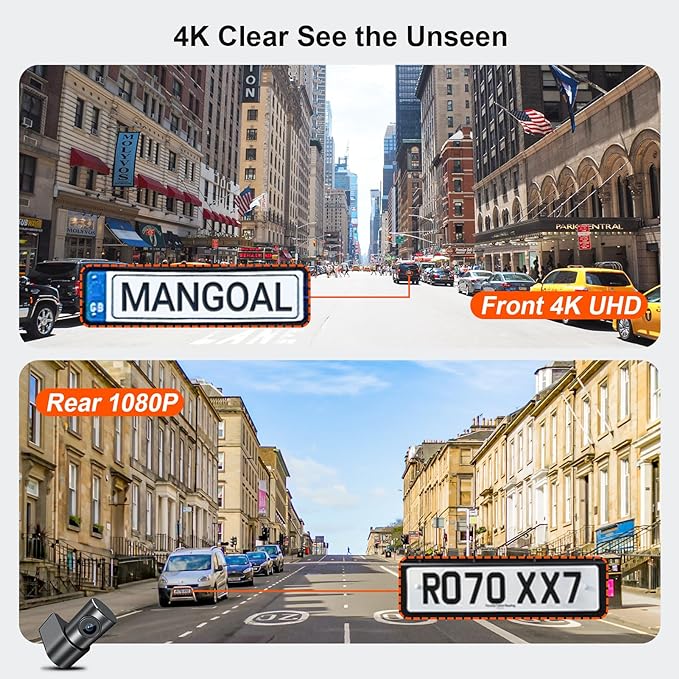 Mangoal Front 4K & Rear 1080p Dash Cam Custom for Lexus RX 2016 2017 2018 2019 2020 2021 2022(Model A),RX350 RX 450h and etc,OEM Look,UHD 2160P Video,Parking Mode,WiFi & App,Loop Recording,128GB Card