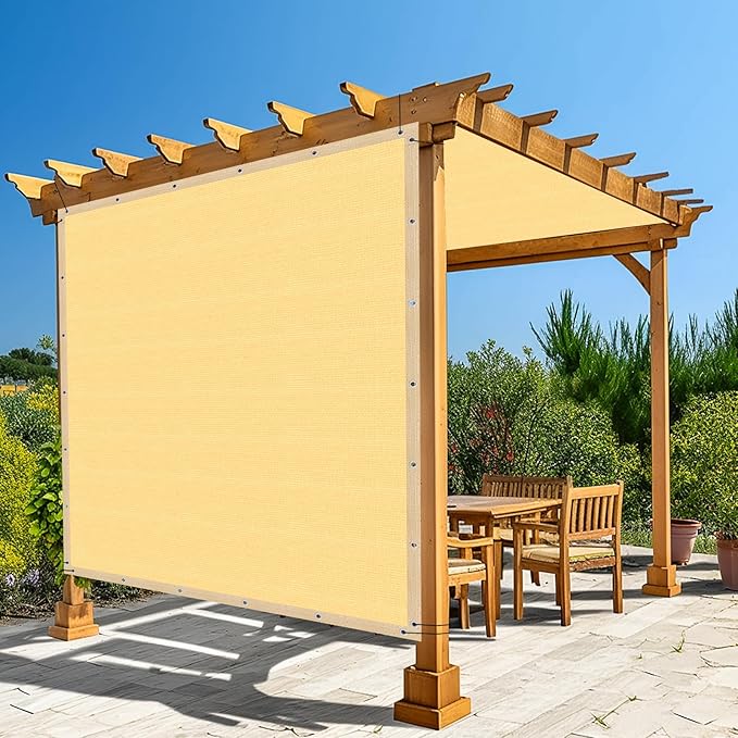 Amagenix 90% Shade Fabric 10'X 18' Sand Sun Shade Cloth with Grommets for Pergola Replacement Shade Cover Canopy, Heavy Duty, Cable Zip Ties Included (We Customized)