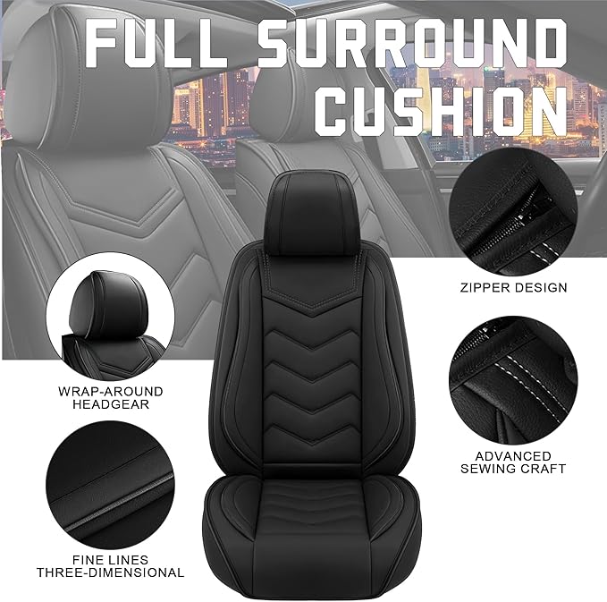 CTDS Car Seat Covers for Nissan Altima 2001-2026, Stylish Sport Seat Cover, Premium Nappa Leather Car Seat Cover. Automobile Seat Covers Sets.(Standard 5 Seats/Pure Black)