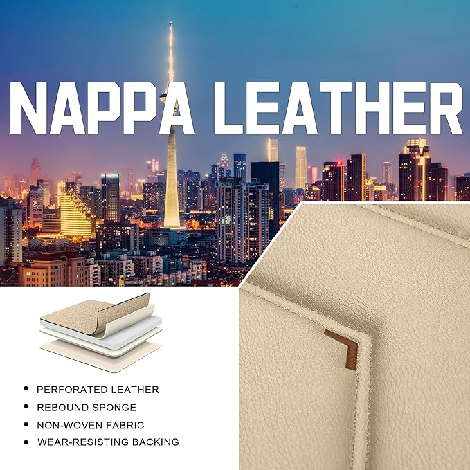 CTDS Car Seat Covers for Mazda CX-5 CX-3 CX-7 CX-9 CX-50 CX-30 CX-70 CX-90 2007-2026, Stylish Sport Seat Cover, Premium Nappa Leather Car Seat Cover.(Standard 2 Seats/Beige)
