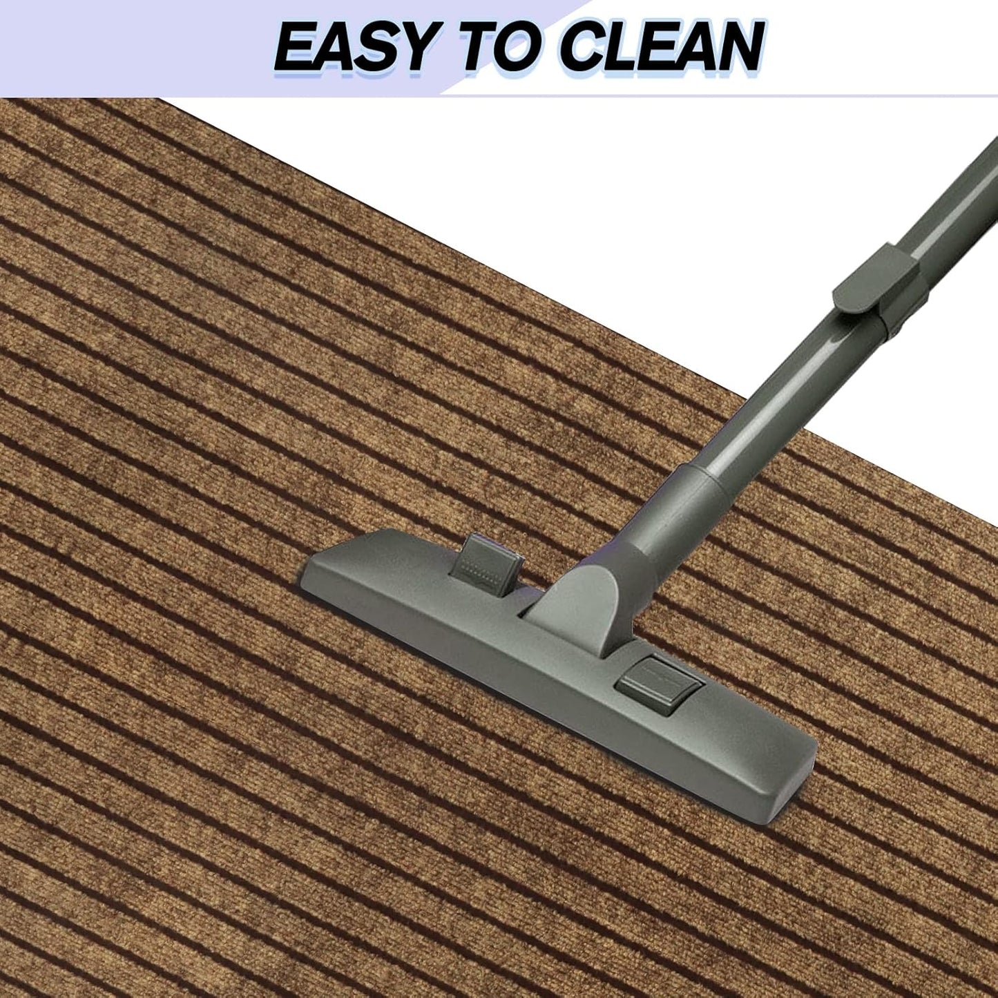 Custom Size Backed Non-Slip Area Rugs Runner, Easy Clean, Waterproof Runner Rugs for Hallway Entryway, Kitchen, Laundry, 4FT x 23FT, Brown Stripe