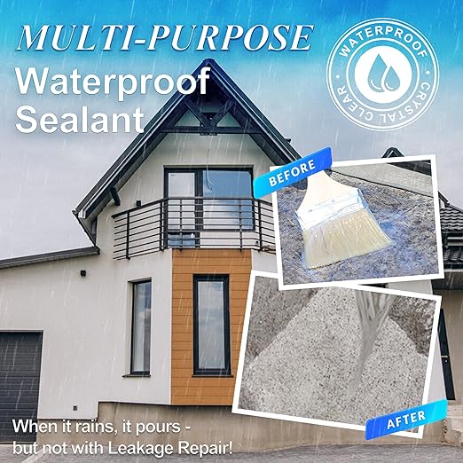 Waterproof Sealant Clear 2L(70 oz), Wadities Wall Bathroom Roof Water-Based Waterproof Coating, Invisible Repairing Leak Seal Liquid Rubber Sealant for Indoor & Outdoor