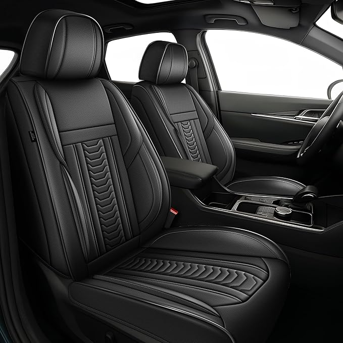 TTX LIGHTING for Nissan Kicks 2018-2026 Seat Covers: Waterproof Leather Seat Protector with Airbag Compatible (2 Front Seats,Black)