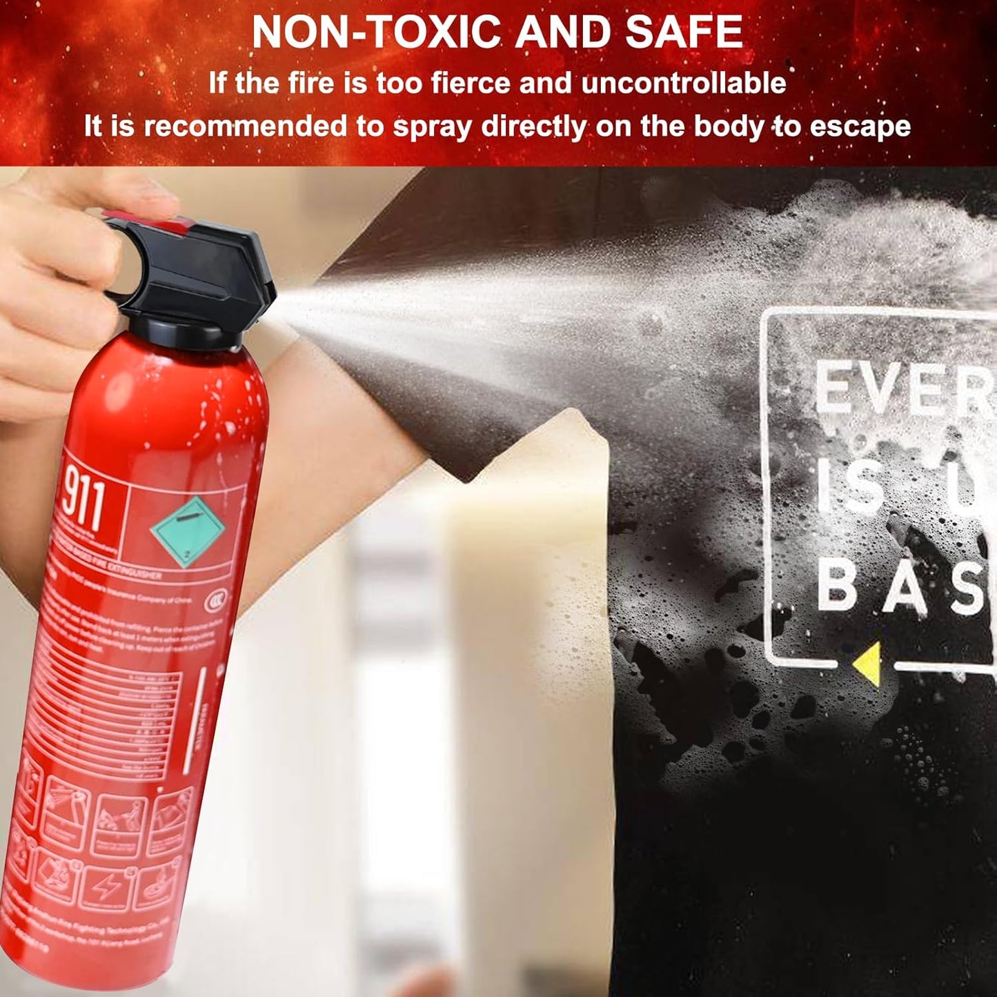 4 Pack Fire Extinguisher for Home with Mount - Upgraded 8-in-1 Portable Fire Extinguisher for Car Vehicle Boat House Kitchen, Water-Based Fire Extinguisher for A, B, C, K Fires