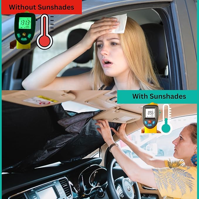 Windshield Sun Shade -Certified 99.87% UVB & 99.02% UVA Car Sun Shade. Award Winning Sunshade - Patented Technology | Compatible for BMW X3 (2011-2017) | Car Shades by Kinder Fluff