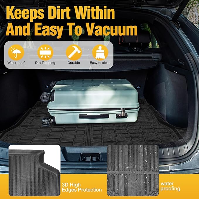 Trunk Liner Cargo Liners for Toyota Highlander 2001-2007 5-Seat Rear Trunk Floor Mats 3D Boot Tray All-Weather TPE Black