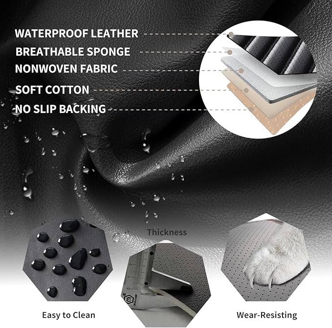 Car Seat Covers Full Set Fit for Toyota Corolla 2000-2026, Premium Faux Leather Car Seat Protector,Breathable Anti-Slip Full Wrapping Edge Seat Covers(Black,Full Set)