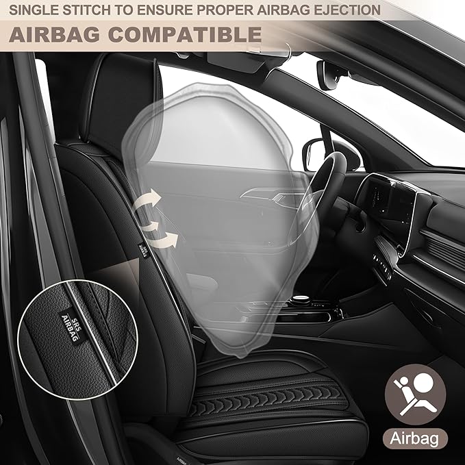 TTX LIGHTING for Acura TSX 2009-2014 Seat Covers: Waterproof Leather Seat Protector with Airbag Compatible (2 Front Seats,Black)