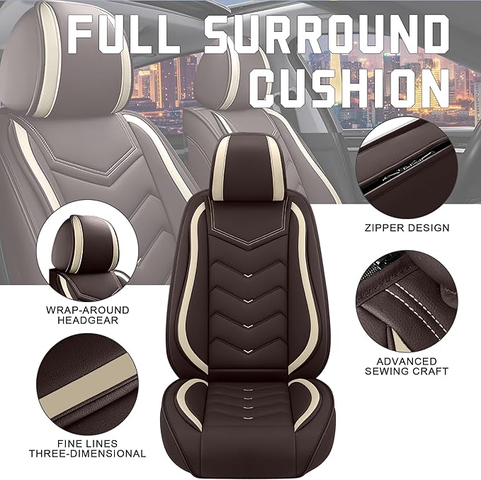 CTDS Car Seat Covers for Nissan Altima 2001-2026, Stylish Sport Seat Cover, Premium Nappa Leather Car Seat Cover. Automobile Seat Covers Sets.(Standard 2 Seats/Coffee Color)