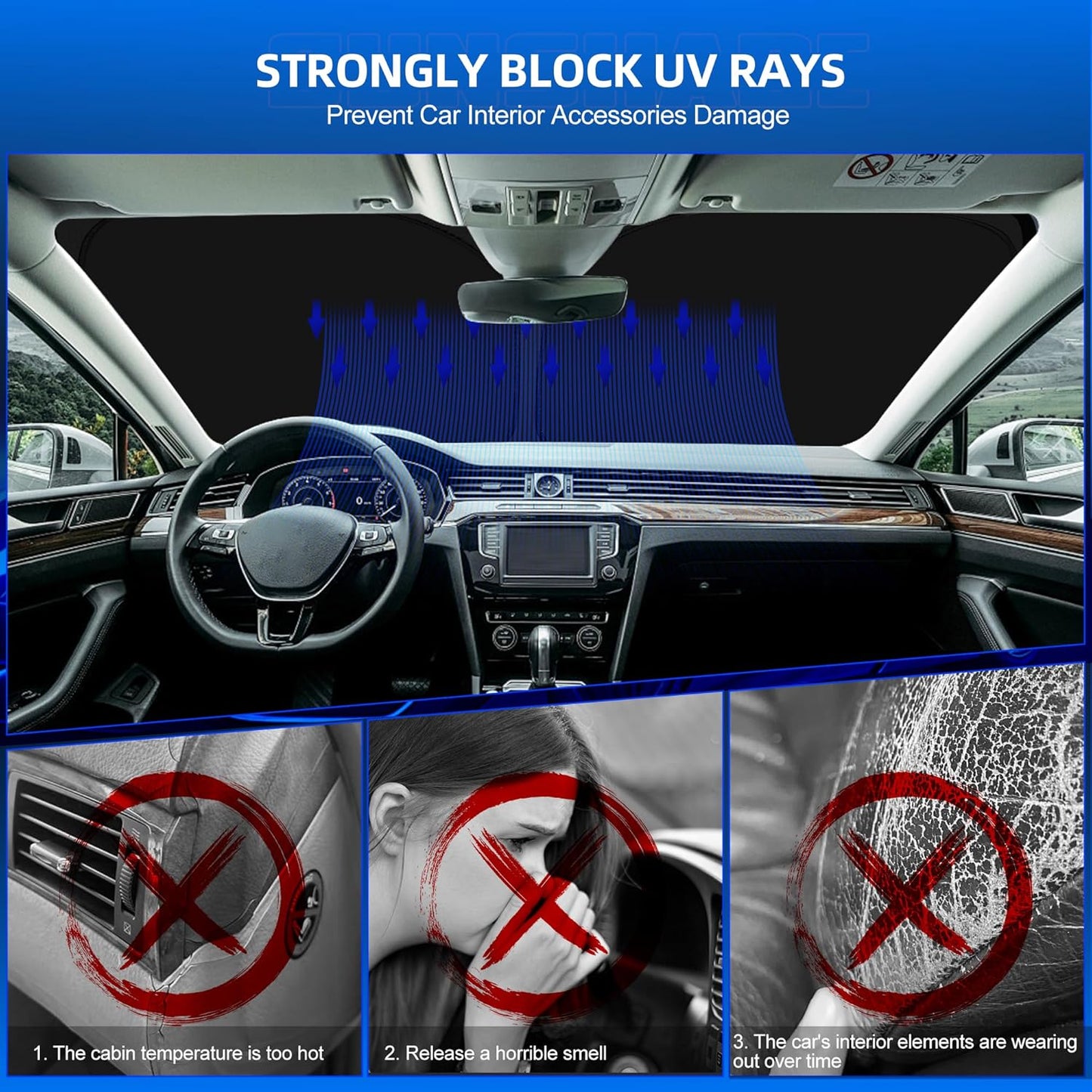 Windshield Sun Shade for Toyo-ta Tacoma 2016-2025 2026 Foldable Sunshade Custom Fit Front Window Car Interior Accessories Protector Blocks UV Rays