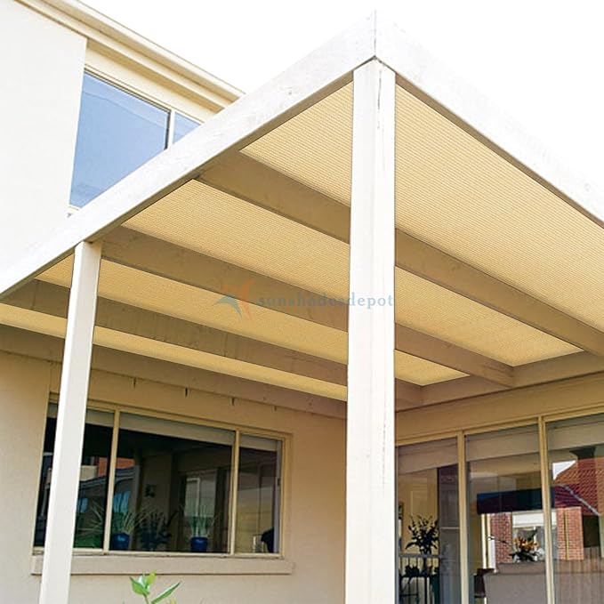 TANG Sun Shade Fabric Roll 8'x59' Shade Cloth for Garden Beige HDPE Mesh Shading Pergola Cover Replacement Canopy, 95% Blockage Sunshades for Outdoor Patio Backyard Plant