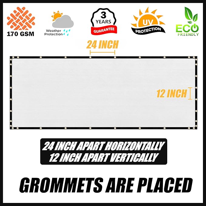 Royal Shade Custom Size 5' x 151' White Fence Privacy Screen Windscreen Cover Netting Mesh Fabric Cloth - Cable Zip Ties Included (We Make Custom Size)
