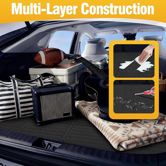Trunk Liner Cargo Liners for Chevrolet Traverse 2018-2023 and Traverse Limited 2024 Rear Trunk Floor Mats 3D Boot Tray All-Weather TPE Black