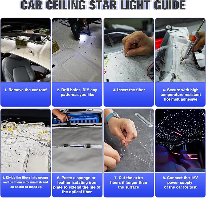 32W Twinkle Starlight Headliner Kit, 1600pcs*0.03in*13.1ft LED Fiber Optic Lights Kit, Star Ceiling Light+10 Crystals+Adapter+Car Use Plug for Car Roof/Home with APP/Remote/Music Mode