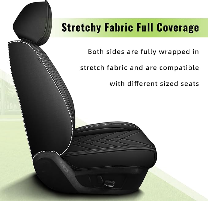 AOMSAZTO Car Seat Covers Fit for Jeep Grand Cherokee 2004-2010 Premium Front Seat Covers Waterproof Leather Automotive Seat Covers Compatible with Airbag (2 Seats,Black)