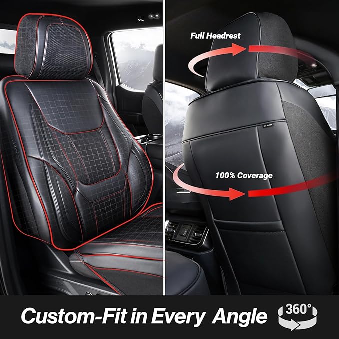 Coverland Custom Fit Car Seat Covers for SUV Compatible with [Raider, Outlander, Pathfinder, Captur, RAV4] Premium Waterproof Non-Slip Interior Seat Protector [Front Black - Size Chart A26]