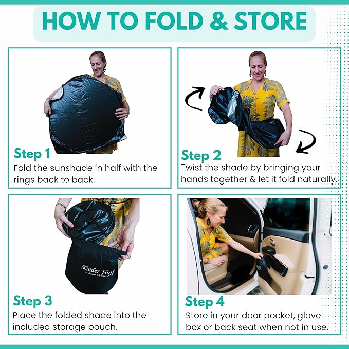 Windshield Sun Shade -Certified 99.87% UVB & 99.02% UVA Car Sun Shade. Award Winning Sunshade - Patented Technology | Compatible for BMW 5 Series 2017-2023 | Car Shades by Kinder Fluff