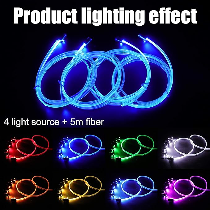 Car Ambient Lighting Kit 64 Colors Multicoloured Music Optic Fiber APP Control Car DIY Decorative Atmosphere Lighting DC 12V 1W 5m