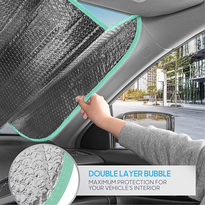 BDK Pastel Flowers Front Windshield Sunshade Accordion Folding Style Auto Shade for Cars Trucks SUVs Vans Blocks UV Rays Sun Visor Protector Easy Setup Keeps Your Vehicle Cool (58" x 27")