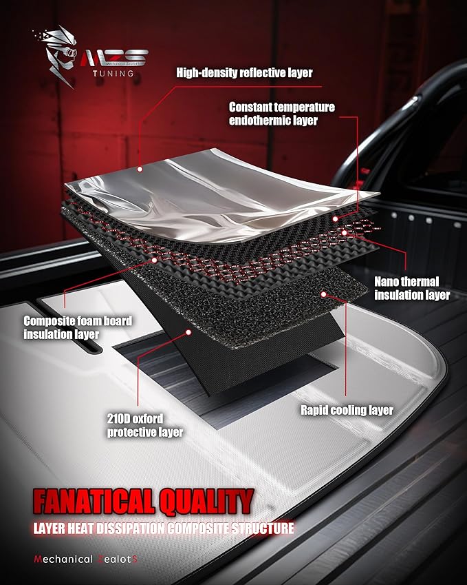 MZS Windshield Sun Shade Compatible with F150 2015-2020, Foldable Truck Sun Shade Shield with Storage Pouch, Front Window Visor F150 Sunshade Accessories for Interior Protector
