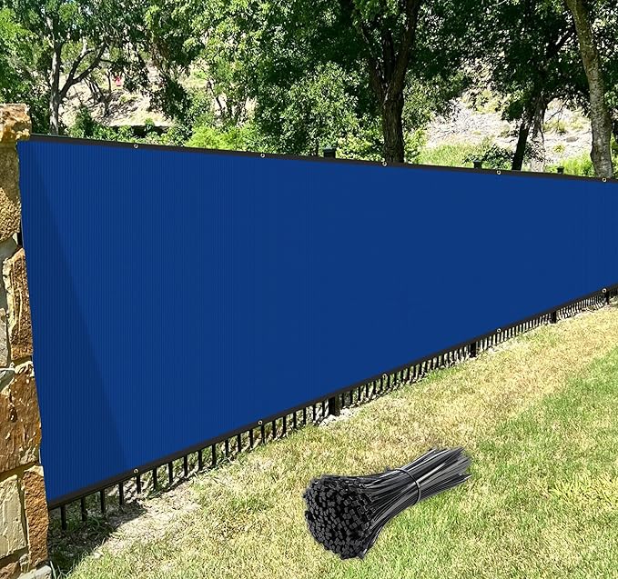 Windscreen4less Privacy Fence Screen Heavy Duty Windscreen Fencing Mesh Fabric Shade Net Cover with Brass Grommtes for Outdoor Wall Garden Yard Pool Deck, 8'x281' Blue
