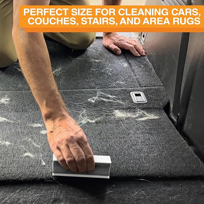 FurDozer Pet Hair Remover & Auto Detailing Tools - Cat & Dog Hair Remover for Carpets, Car Interiors, Couches, Bedding, & Pet Furniture (Gray, X3 PRO - 5" Long)