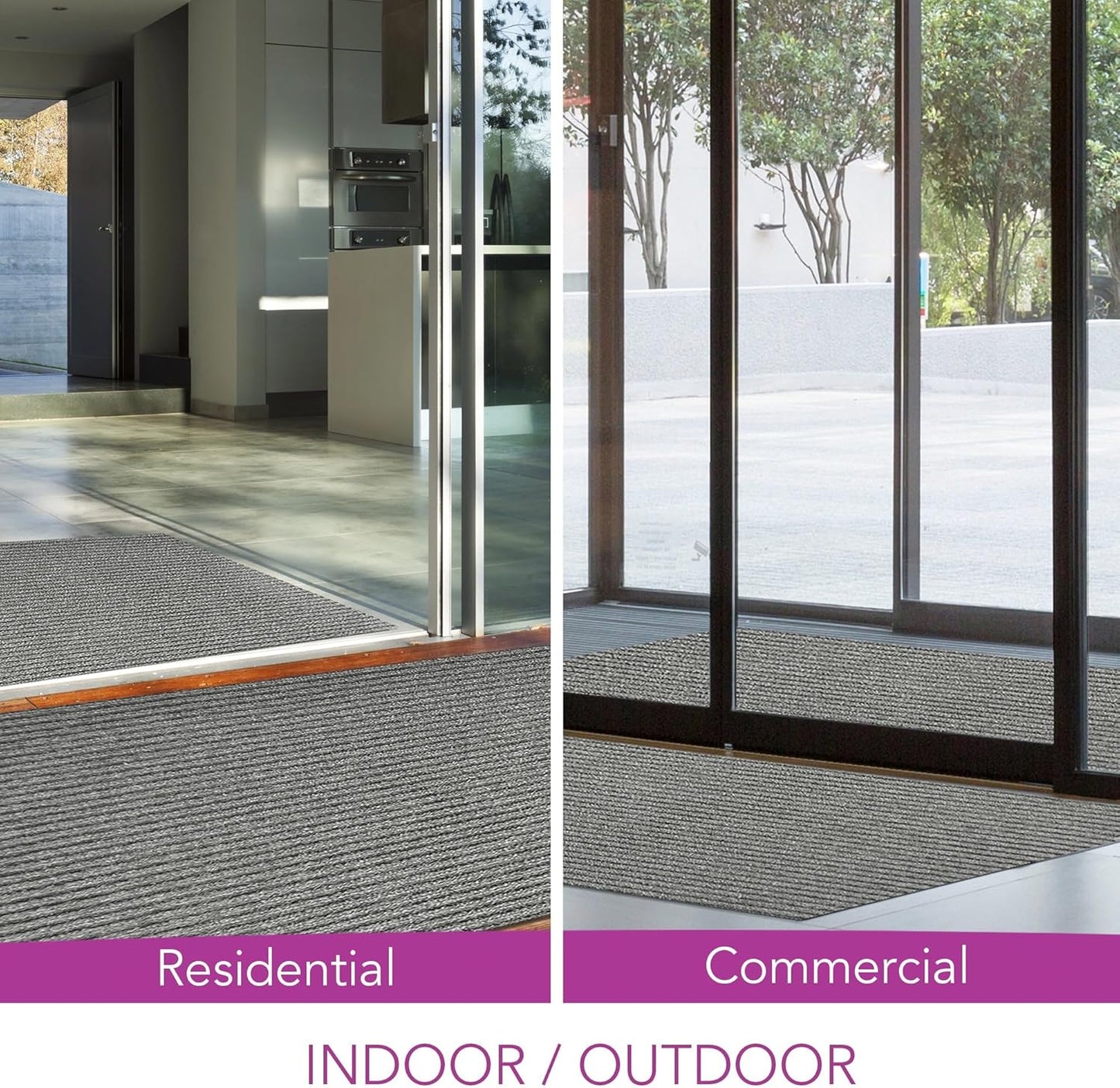 iCustomRug Spartan Weather Warrior Duty Indoor/Outdoor Utility Ribbed in 3ft,4ft,6ft Widths 70 Custom Sizes with Natural Non-Slip Rubber Backing 4'X82' in Grey