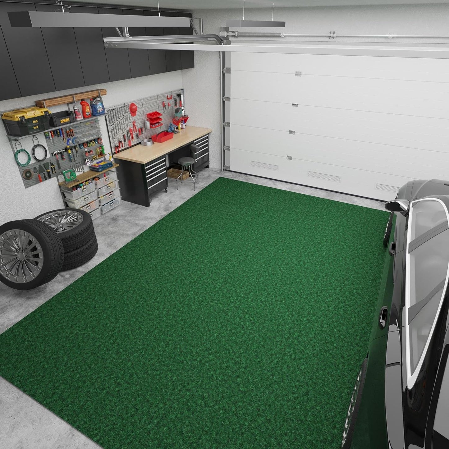 Ottomanson 5' x 6'6" Mud Mat Area Rug Scraper Carpet - Non-Slip, Dirt Trapping for Indoor & Outdoor Use - Ideal for Entryway, Garage, Kitchen, Patio & High-Traffic Areas, Green