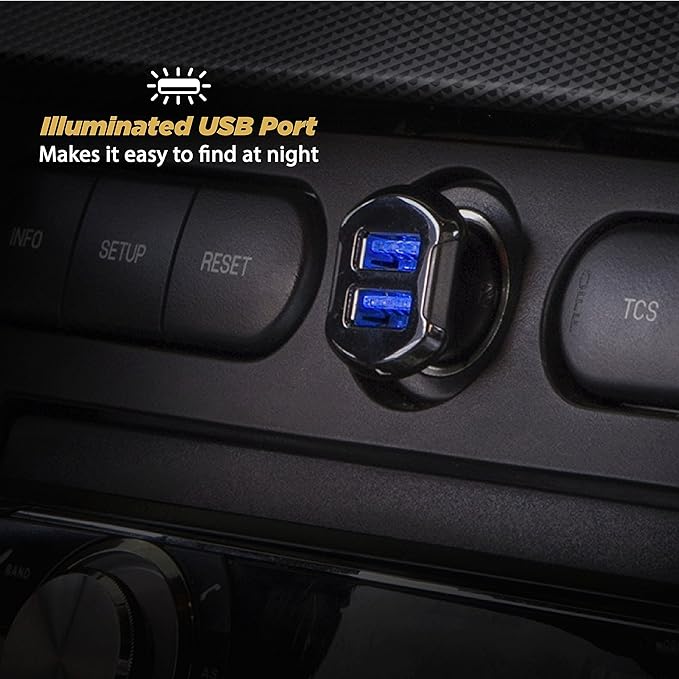 Scosche USBC242M ReVolt Universal Cigarette Lighter Multi Device Compact Dual Port USB Car Charger, Fast Charge Two Devices Simultaneously, Black