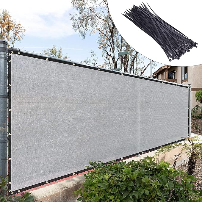 Royal Shade Custom Size 6' x 159' Grey Fence Privacy Screen Windscreen Cover Netting Mesh Fabric Cloth - Cable Zip Ties Included (We Make Custom Size)