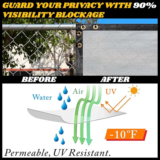 Royal Shade Custom Size 6' x 179' Grey Fence Privacy Screen Windscreen Cover Netting Mesh Fabric Cloth - Cable Zip Ties Included (We Make Custom Size)