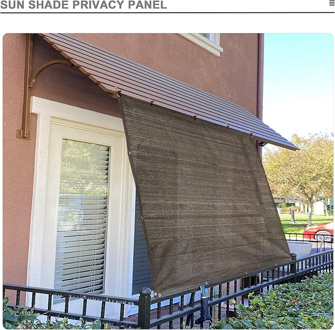 Alion Home Sun Shade Privacy Panel with Grommets and Hems on 4 Sides for Patio, Awning, Window, Pergola or Gazebo - Mocha Brown (8' W x 6' H)