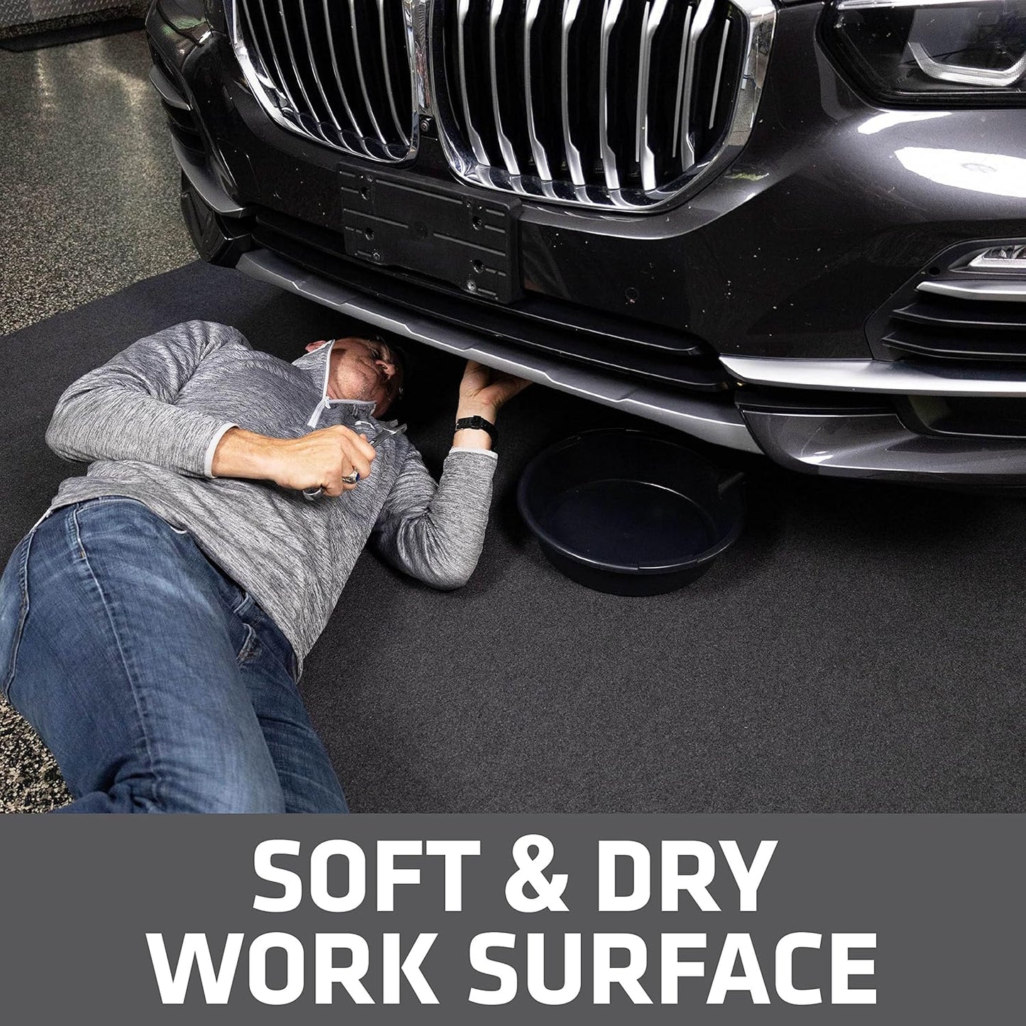 Drymate XL Oil Spill Mat (36" x 59") (2-Pack), Premium Absorbent Oil Pad, Reusable, Washable, Durable, Waterproof Backing Contains Liquids, Protects Garage Floor Surface (USA Made)