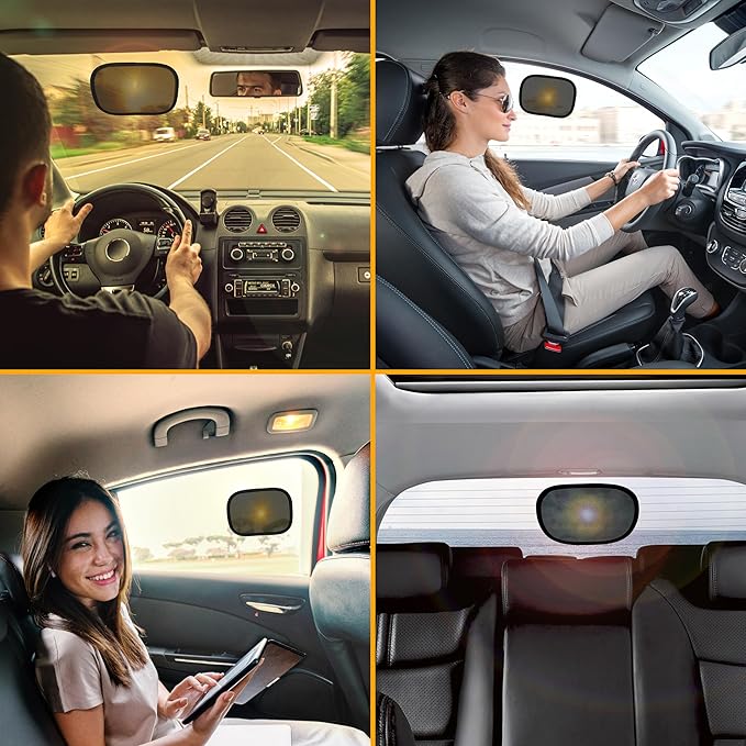 EcoNour Miniature Static Cling Window Shade for Car Sun Visor (2 Pack) | Windshield Sun Shade Static Cling for Driving Glare Shield | Cling Car Shade for Windshield | Sun Glare Protection Accessories