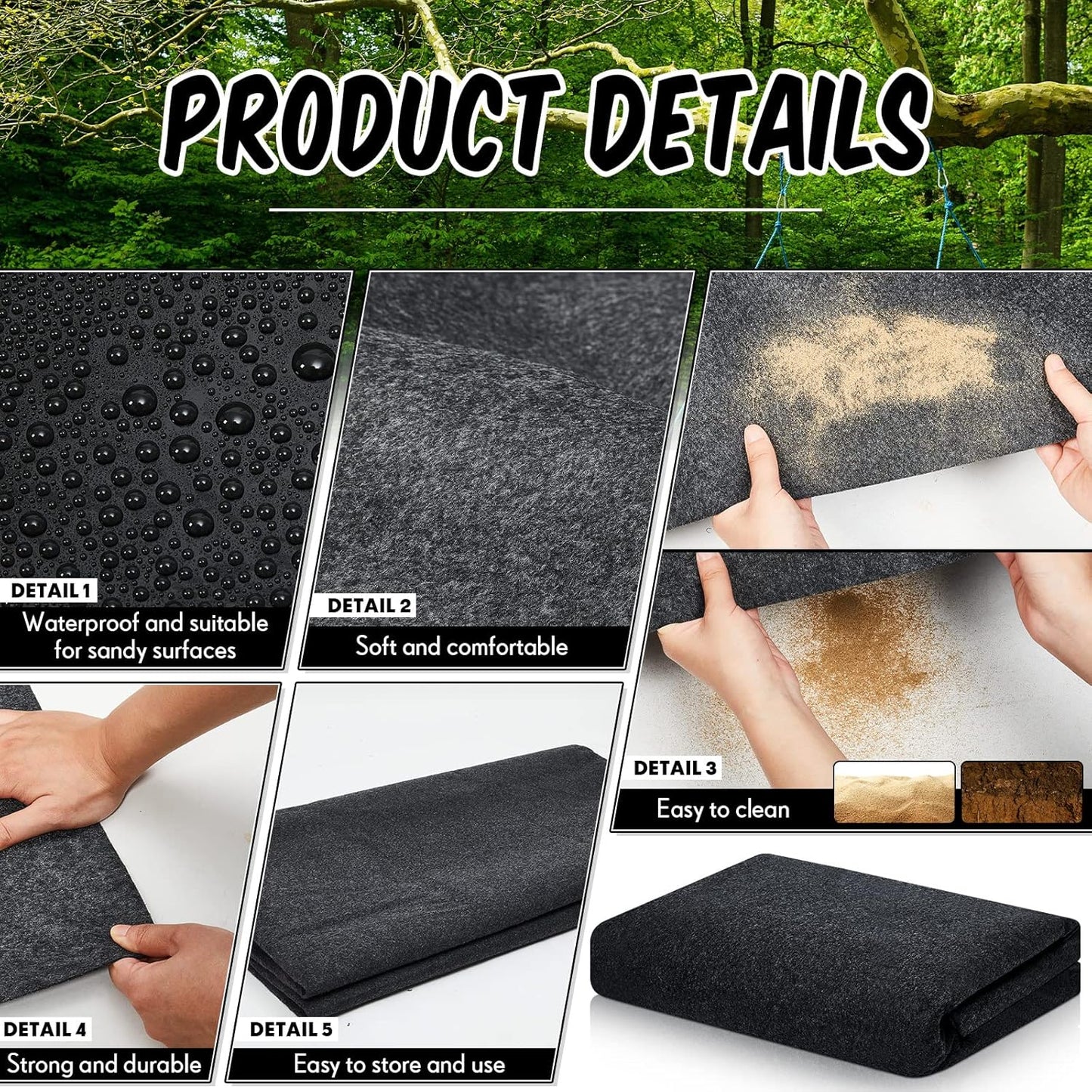Haull Outdoor Storage Shed Floor Moat Waterproof Outdoor Carport Mat Thickened Soft Patio Furniture Pad Washable with Non Slip Backing, Storage Shed Not Included(5 x 3 ft)