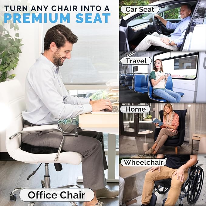 ComfiLife Premium Gel & Memory Foam Seat Cushion – Doctor Recommended Office Chair Cushion, Car Seat Cushion – Chair Cushions for Back & Sciatica Pain Relief – Seat Cushions for Office & Desk (Black)