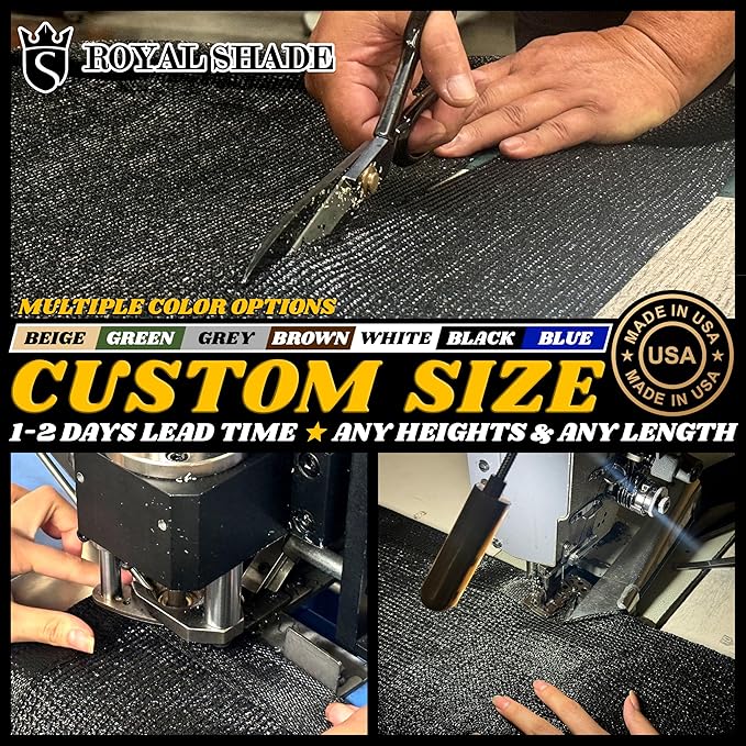 Royal Shade Custom Size 5' x 84' Beige Fence Privacy Screen Windscreen Cover Netting Mesh Fabric Cloth - Cable Zip Ties Included (We Make Custom Size)