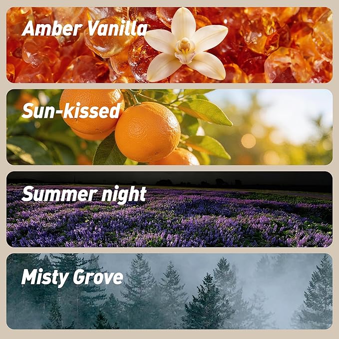 4 Packs Amber Vanilla Scented Natural Wood Vent Clips,【Luxury Winter Cozy Drive】 Car Scents Air Freshener Refills, Long Lasting Fragrance Diffuser, SUV Essentials Gift for Women