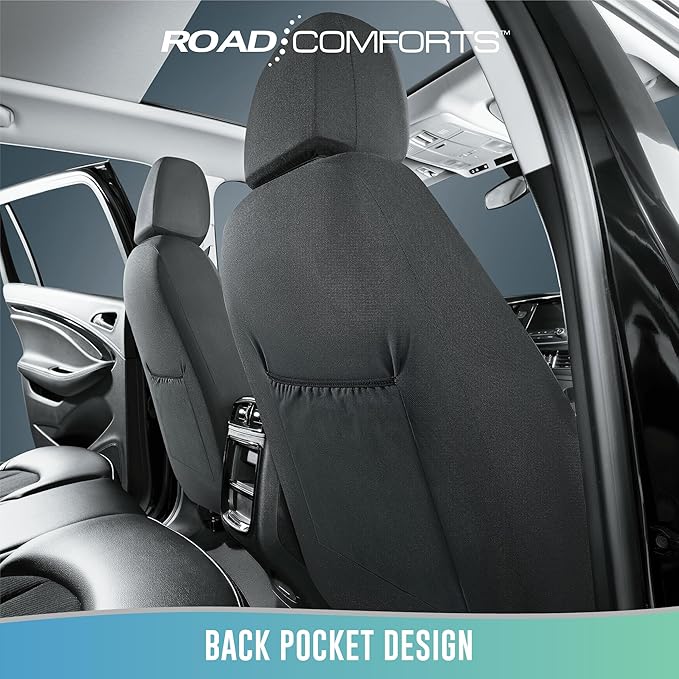 Road Comforts Car Seat Cover, Leather Car Seat Covers, Front Low Back Sport Seat Covers, Airbag Compatible, Universal Fits for Most Cars (Blue)