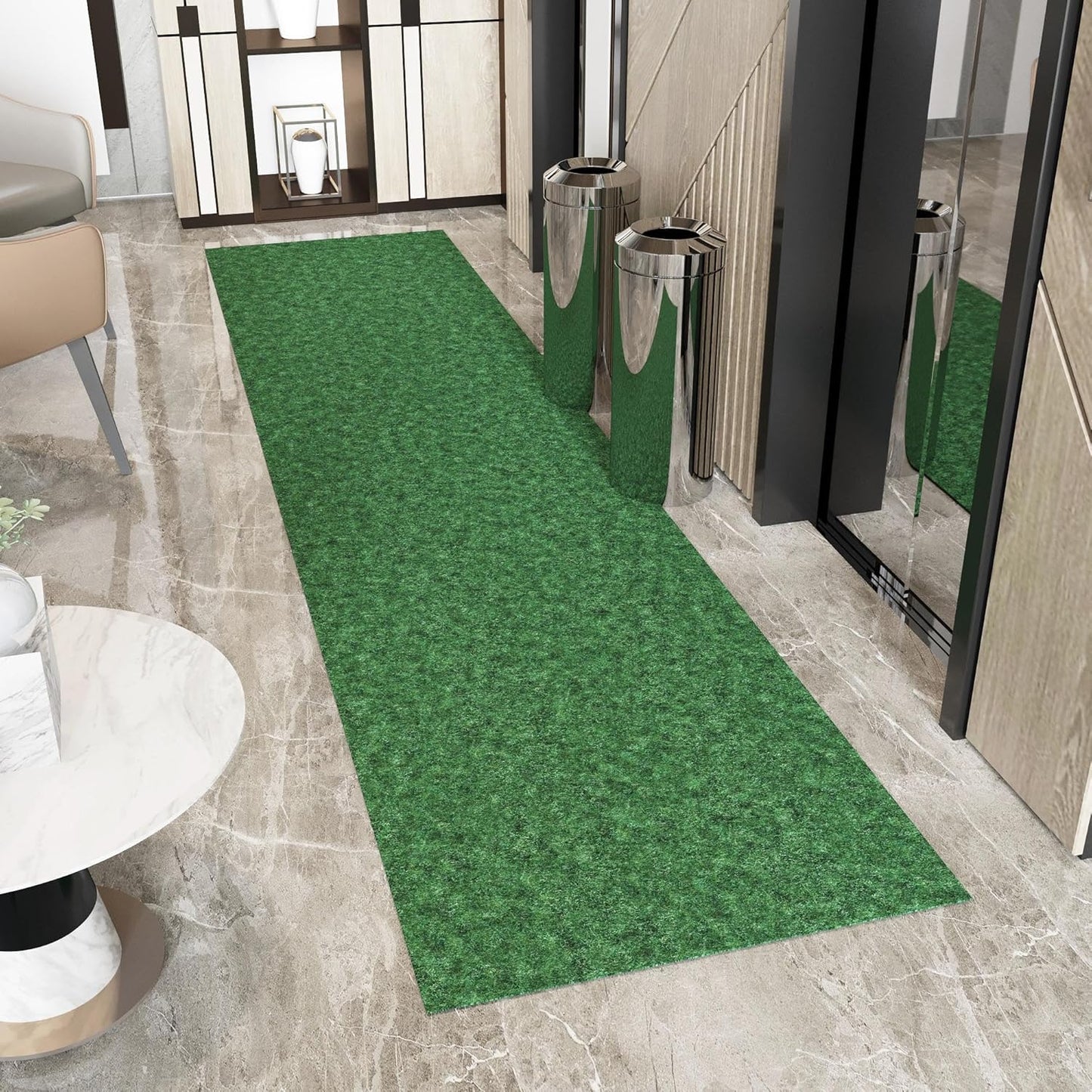 Ottomanson 2' x 22' Hallway Runner with Scraper Pile Extra Durable Non-Slip Rug Mat for Indoor & Outdoor Use - Ideal for Kitchen, Entryway, Patio & Garage - High-Traffic Carpet, Green