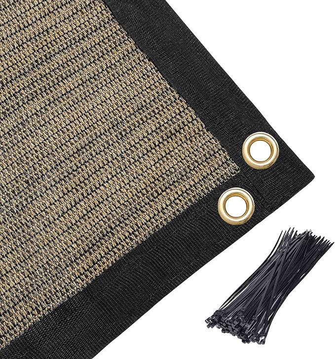 Amagenix 90% Shade Fabric 9'X 10' Mocha Sun Shade Cloth with Grommets for Pergola Replacement Shade Cover Canopy, Heavy Duty, Cable Zip Ties Included (We Customized)
