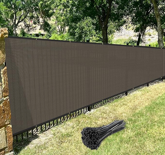 Windscreen4less Privacy Fence Screen Heavy Duty Windscreen Fencing Mesh Fabric Shade Net Cover with Brass Grommtes for Outdoor Wall Garden Yard Pool Deck, 8'x256' Brown